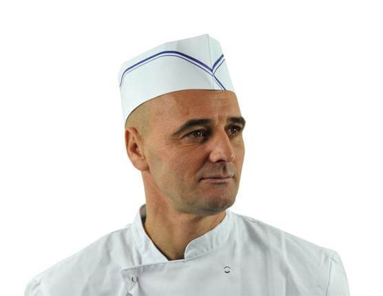 Calot papier blanc liseré bleu
