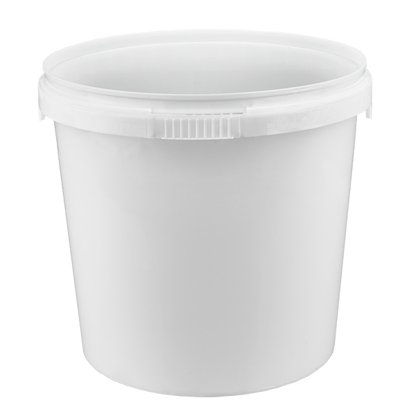 SEAU PP 1L Alimentaire  BLANC ANSE PLASTIQUE sans couvercle
