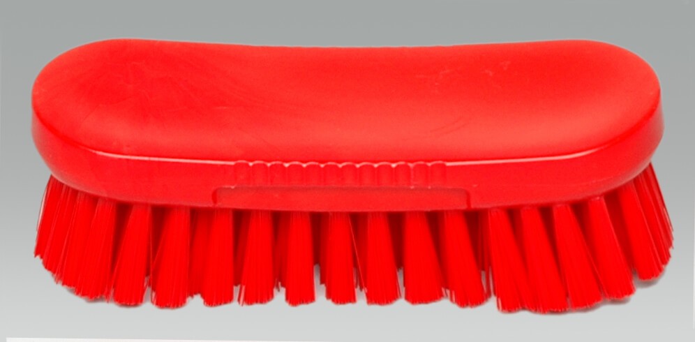 Brosse polyester PBT mi-dur 19 cm ROUGE