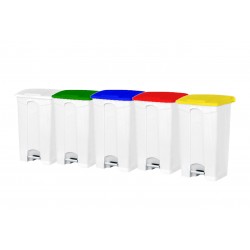 Poubelle PP blanche à pédale 50L couvercle couleur